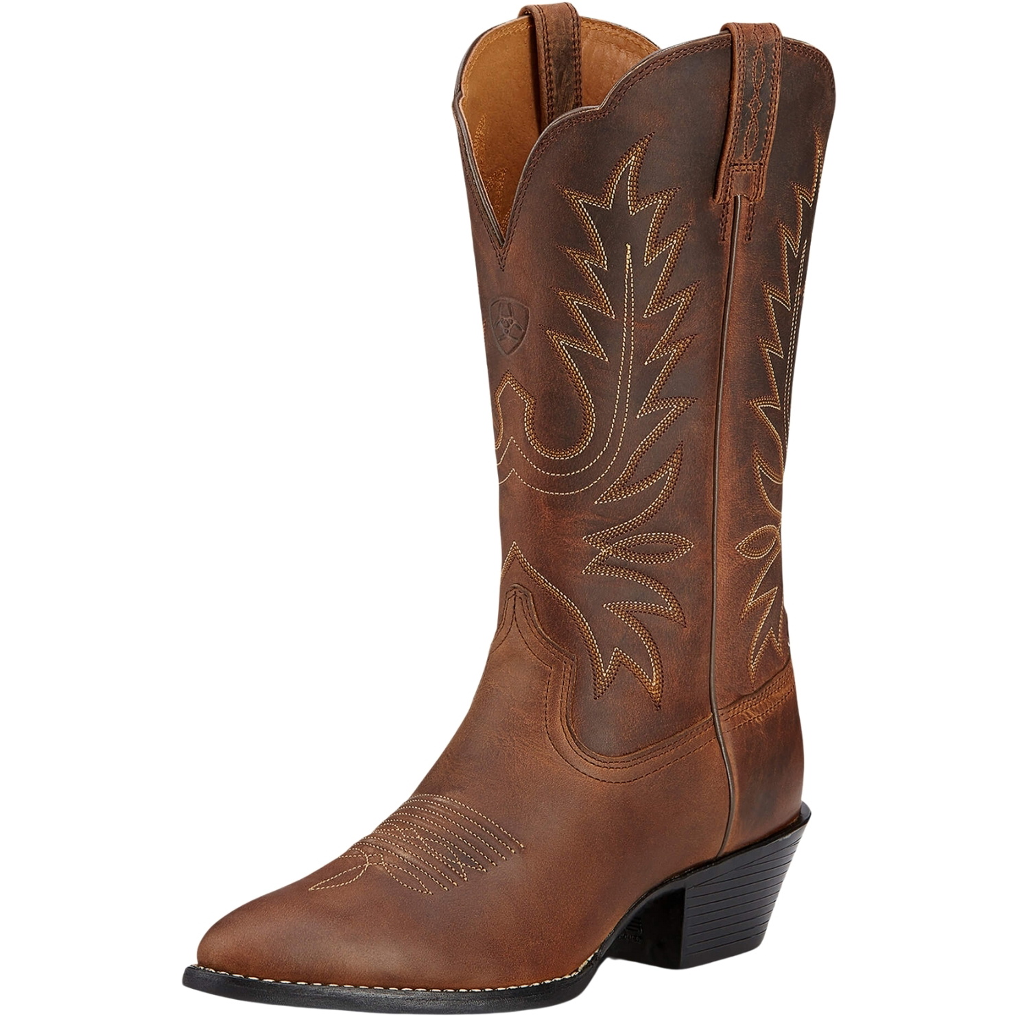 Ariat Womens Heritage Round Toe Western Boot 751702411297 - Distressed Brown